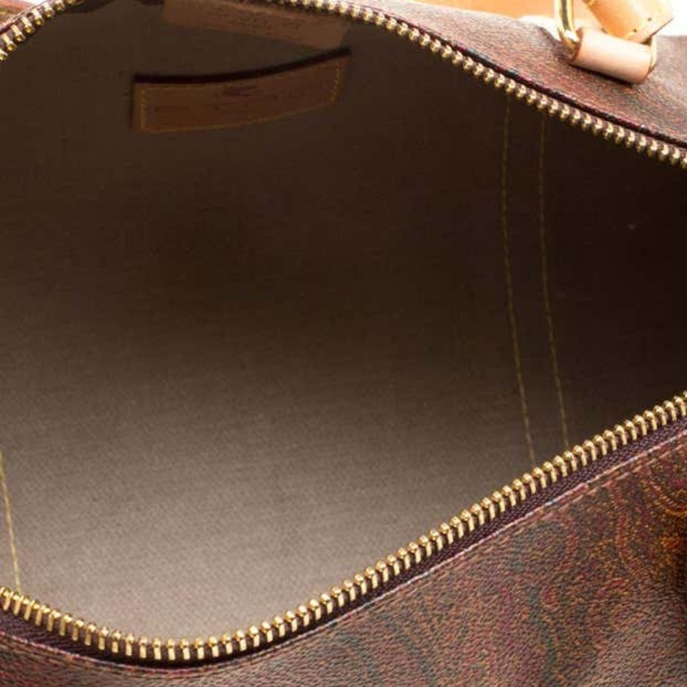 👜ETRO BROWN PAISLEY PRINT COATED CANVAS BOSTON BAG - Picture 5 of 16